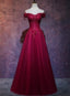 Beautiful Wine Red Tulle Sweetheart Long Formal Prom Dresses, A-Line Party Dresses