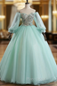Best For You Light Green Ball Gown Tulle Off the Shoulder Long Sleeve Quinceanera Dresses