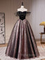 Black A-Line Satin Tulle Long Formal Prom Dresses, Black Formal Black Evening Dresses