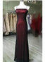 Black And Red Square Neckline Party Dresses, Black And Red Long Formal Prom Dresses