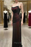 Black and Red Straps Long Simple Party Dresses, Black and Red Formal Prom Dresses