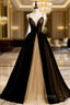 Black And Yellow Tulle Spagehtti Straps Pleats Formal Prom Dresses