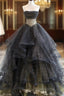 Black Ball Gown Long Formal Prom Dresses, Black Formal Dresses