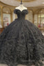 Black Ball Gown Off the Shoulder Quinceanera Dresses with Bow Knot