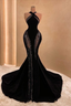 Black Halter Corset Mermaid Formal Prom Dresses Sexy Formal Evening Dresses