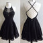 Black Lace Open Back Beaded Sexy Prom homecoming Formal Prom Dresses