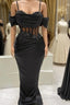 Black Mermaid Corset Formal Prom Dresses Appliques Beaded