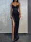 Black Mermaid Spaghetti Straps Cheap Long Formal Evening Formal Prom Dresses