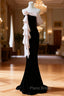 Black Mermaid Velvet Strapless Formal Prom Dresses