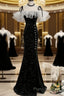 Black Off Shoulder Mermaid Long Formal Dresses, Black Wedding Party Dresses
