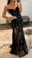 Black Formal Prom Dresses, Sweetheart Lace Mermaid Formal Prom Dresses