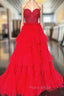 Black Red Purple Lace Formal Prom Dresses, Black Red Purple Lace Formal Evening Dresses