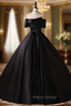 Black Satin Off the Shoulder Quinceanera Dresses