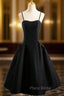 Black Spaghetti Strap Satin Formal Prom Dresses