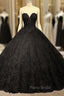 Black Sweetheart Lace Wedding Dresses Ball Gown