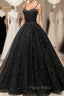Black Sweetheart Tulle Long Formal Prom Dresses, Black Formal Sweet 16 Dresses