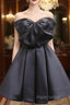 Black Tulle Satin Short Formal Prom Dresses, Black Homecoming Dresses