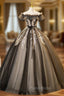 Black Tulle Sequins Appliques Quinceanera Dresses