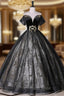Black Tulle Sequins Beading Quinceanera Dresses