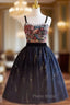 Black Tulle Sequins Print Homecoming Dresses
