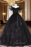Black Tulle Square Puff Sleeve Quinceanera Dresses
