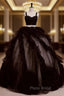 Black Tulle Straps Sequins Quinceanera Dresses