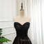 Black Tulle Sweetheart A-line Formal Dresses with Lace, Black Long Formal Prom Dresses