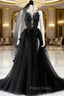 Black V Neck Backless Lace Formal Prom Dresses, Open Back Black Lace Formal Graduation Dresses
