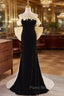 Black Velvet Champagne Bow Strapless Formal Prom Dresses