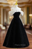 Black Velvet Off the Shoulder Pleats Formal Prom Dresses