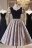 Black Velvet Short Sleeve Homecoming Dresses