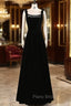 Black Velvet Straps Beading Formal Prom Dresses