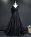 Simple Black V Neck Long Prom Dress, Black Evening Dress