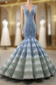 Blue And Green Mermaid V-neck Pleats Formal Prom Dresses