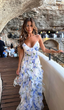 Blue Charming A-Line Spaghetti Strap Formal Prom Dresses Party Dresses