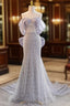Blue Mermaid Sequins Off the Shoulder Formal Prom Dresses