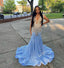 Blue Gorgeous Shiny Sequins Long Mermaid Slim Ball Gown Formal Evening Dresses
