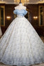 Blue Tulle Lace Flower Quinceanera Dresses