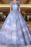 Blue Tulle Sequins Pleats Off the Shoulder Quinceanera Dresses