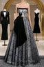 Blue Tulle Strapless Velvet Formal Prom Dresses