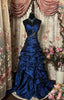 Blue Vintage Rhinestone Embellished Elegant Long Pleated Ball Gown Formal Evening Dresses