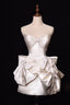 Bow Ivory A Line Sweetheart Neck Lace Satin Mini Homecoming Dresses Cocktail Dresses