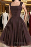 Brown A-Line Short Formal Prom Dresses, Brown Short Formal Dresses