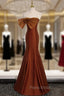 Brown Mermaid Strapless Bow Formal Prom Dresses