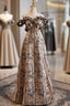 Brown Off the Shoulder Sleeveless Formal Prom Dresses