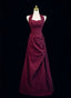 Burgundy A-Line Halter Charming Style Formal Prom Dresses, Burgundy Long Formal Evening Dresses