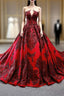 Burgundy Ball Gown Satin Sequins Appliques Cap Sleeve Formal Prom Dresses With Long Train
