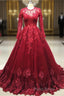 Burgundy Lace Formal Prom Dresses