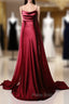 Burgundy Mermaid Satin Straps Formal Prom Dresses