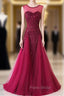 Burgundy Mermaid Sequins Backless Long Formal Prom Dresses